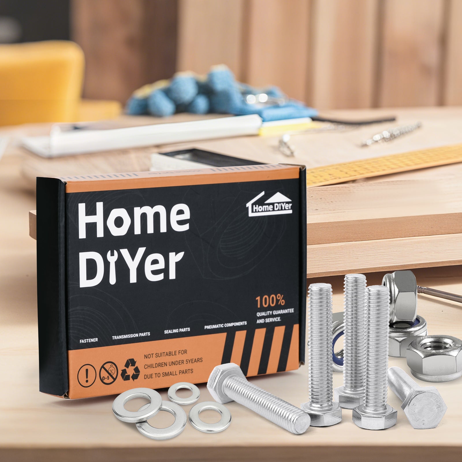 A2 Stainless Hexagon Set Screws with Nyloc Nuts & Washers – Fully Threaded Bolts M3 to M12