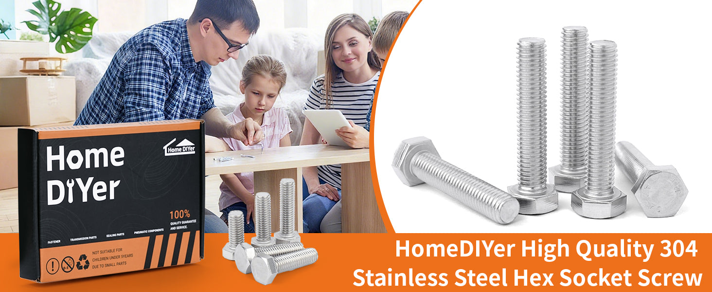 A2 Stainless Steel Hexagon Head Set Screws – Fully Threaded Bolts M4 to M12 | DIN933