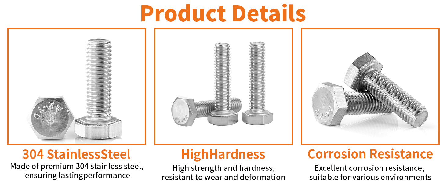 A2 Stainless Steel Hexagon Head Set Screws – Fully Threaded Bolts M4 to M12 | DIN933