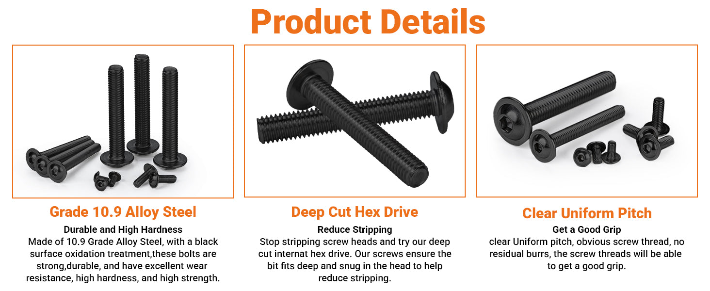 Grade 10.9 High Tensile Flanged Button Head Screws – Allen Socket Bolts M3 to M8 | ISO7380-2