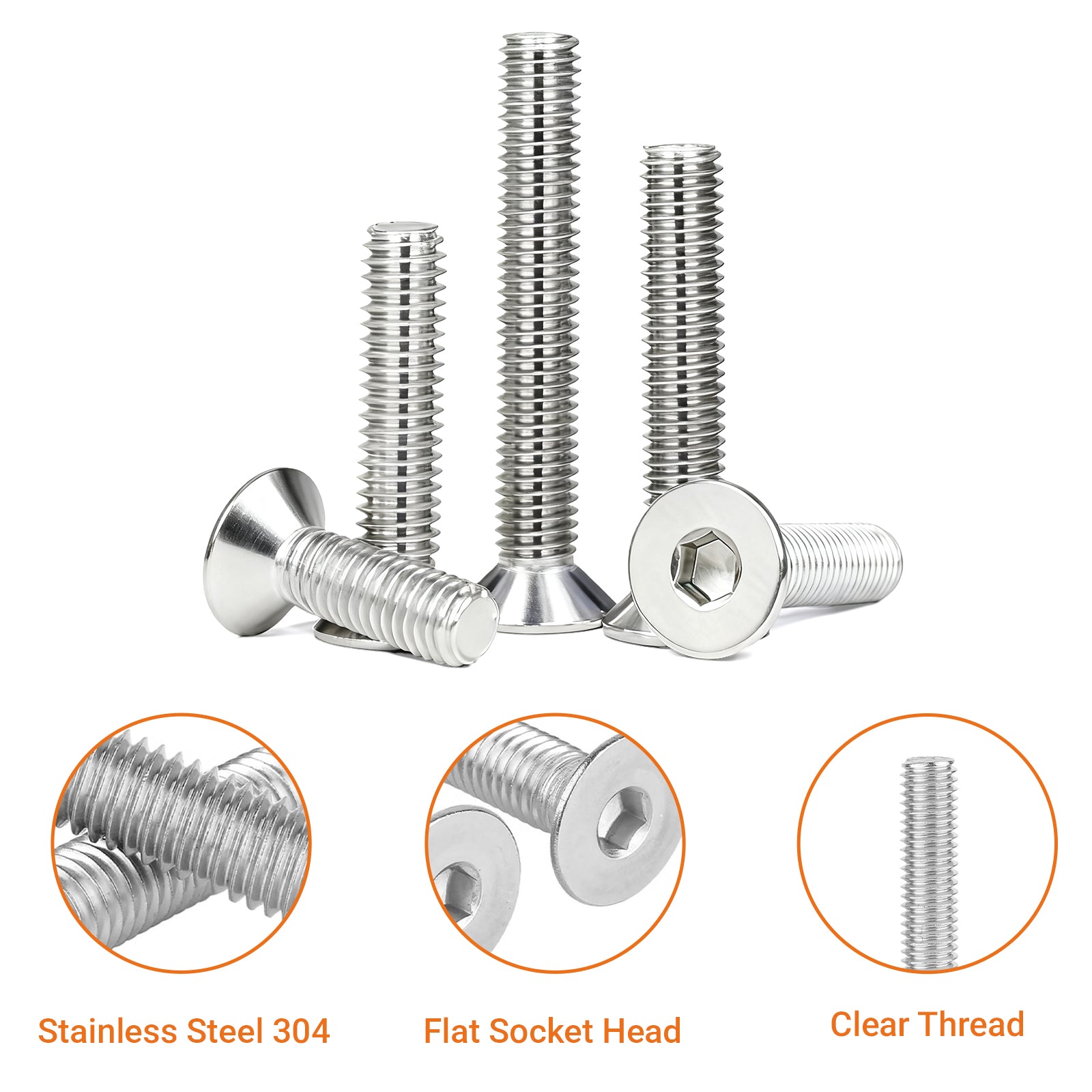 A2 Stainless Steel Countersunk Socket Screws – Allen Key Flat Head Bolts M3 to M8 | DIN7991