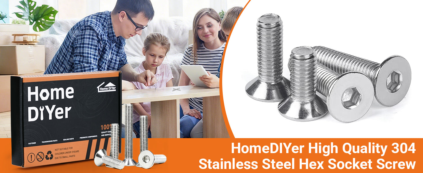 A2 Stainless Steel Countersunk Socket Screws – Allen Key Flat Head Bolts M3 to M8 | DIN7991
