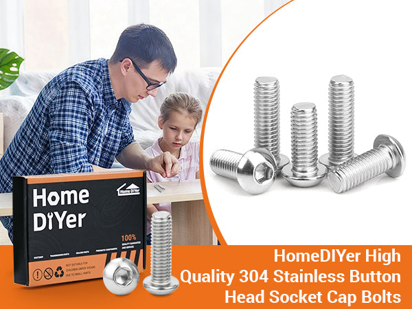 A2 Stainless Steel Button Head Allen Screws – Metric Hex Socket Bolts M3-M10