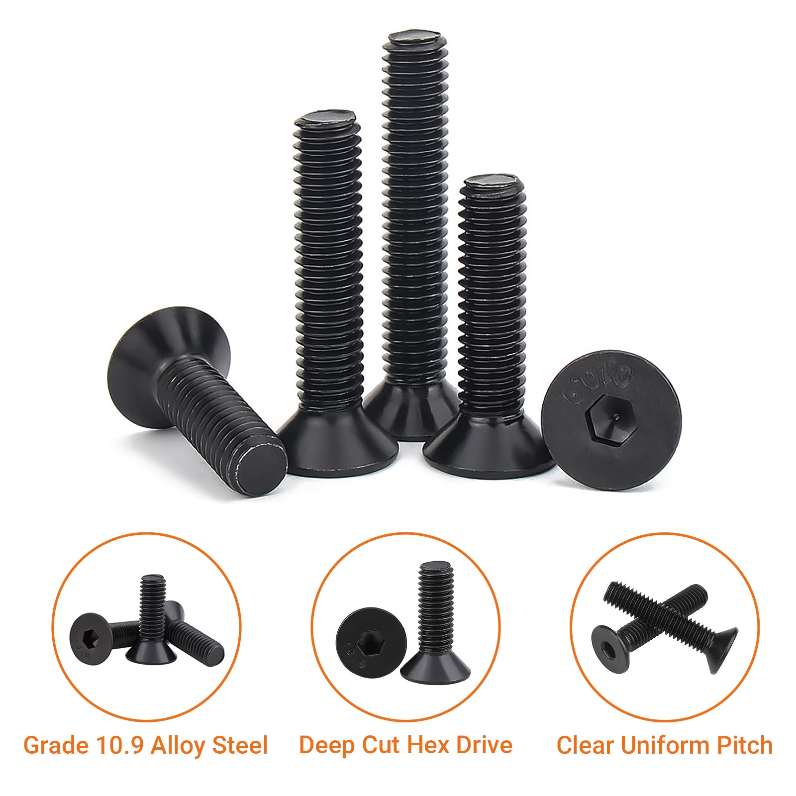 Grade 10.9 High Tensile Countersunk Socket Screws – Allen Key Flat Head Bolts M3 to M8 | DIN7991