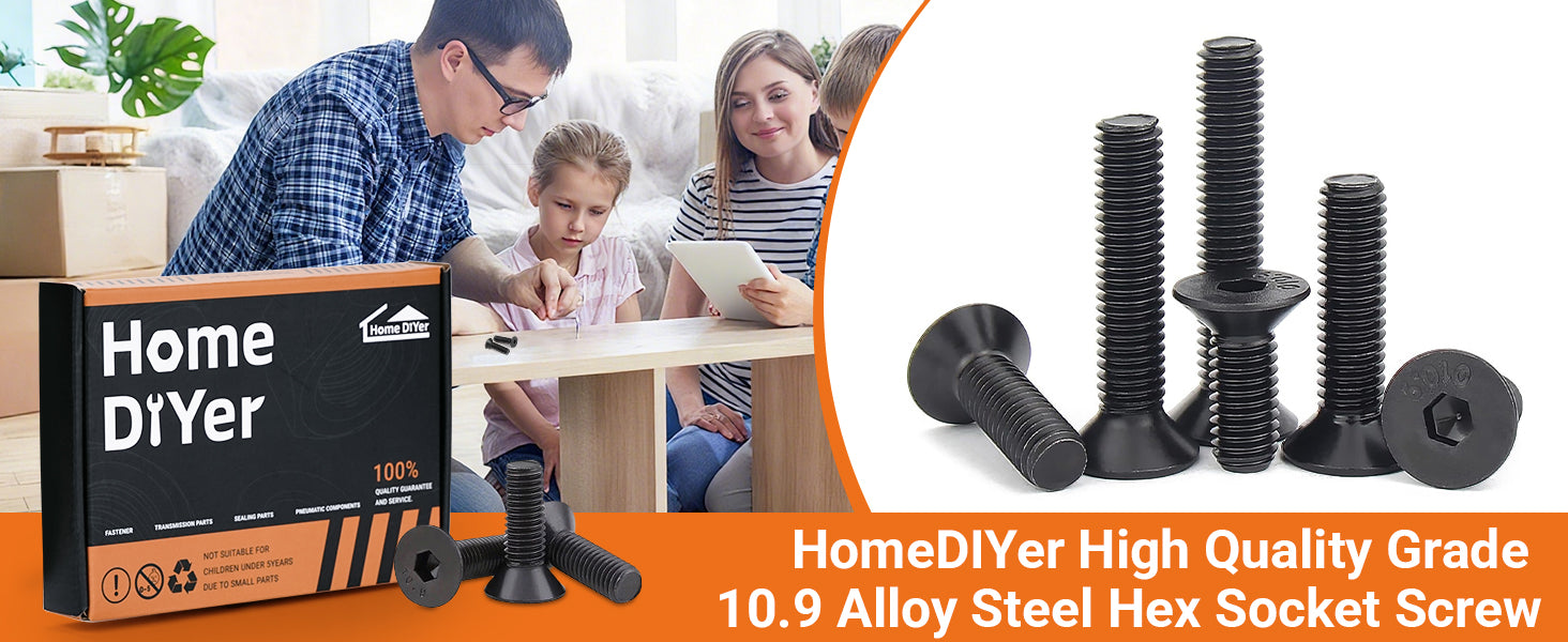 Grade 10.9 High Tensile Countersunk Socket Screws – Allen Key Flat Head Bolts M3 to M8 | DIN7991