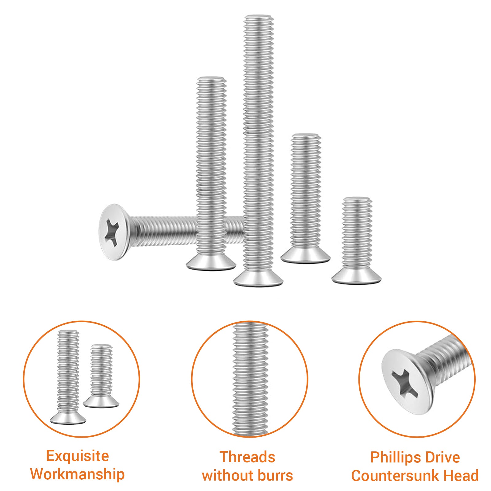 A2 Stainless Steel Pozi Countersunk Machine Screws – Pozidrive Flat Head Bolts M3 to M6 | DIN 965