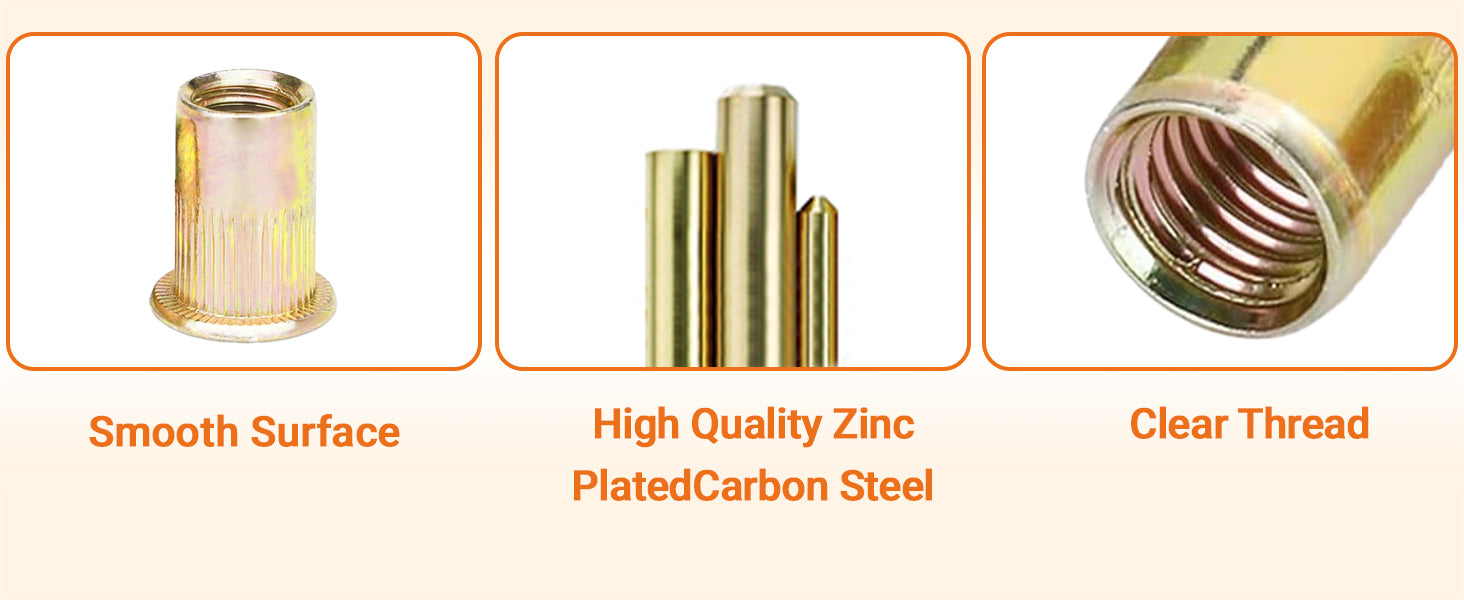 Zinc Plated Steel Rivnuts – Threaded Nutserts Knurled Rivet Nuts M3 to M10 | Blind Installation