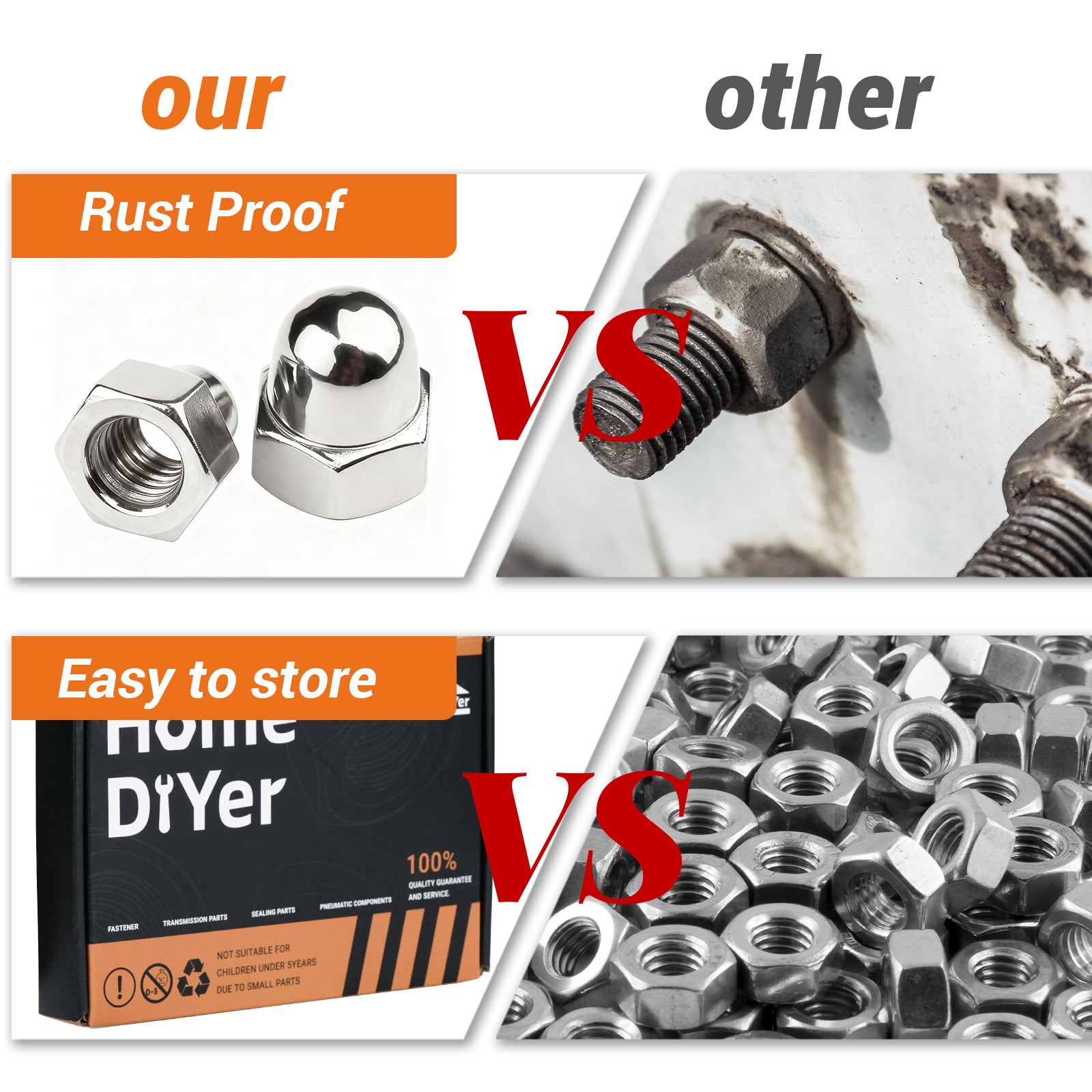 A2-70 Stainless Steel Dome Nuts – Domed Acorn Hex Nuts M3 to M12 | DIN1587