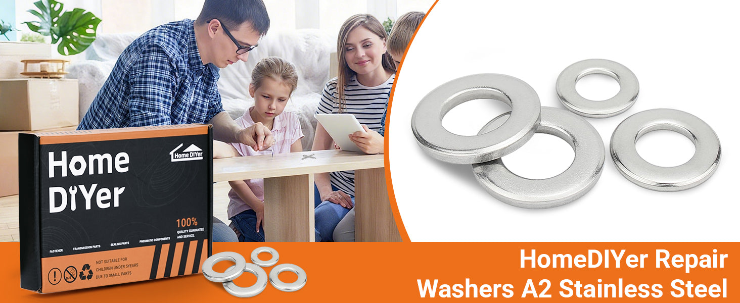 A2 Stainless Steel Penny Repair Washers – Large OD Flat Washers for M4 to M12 Bolts
