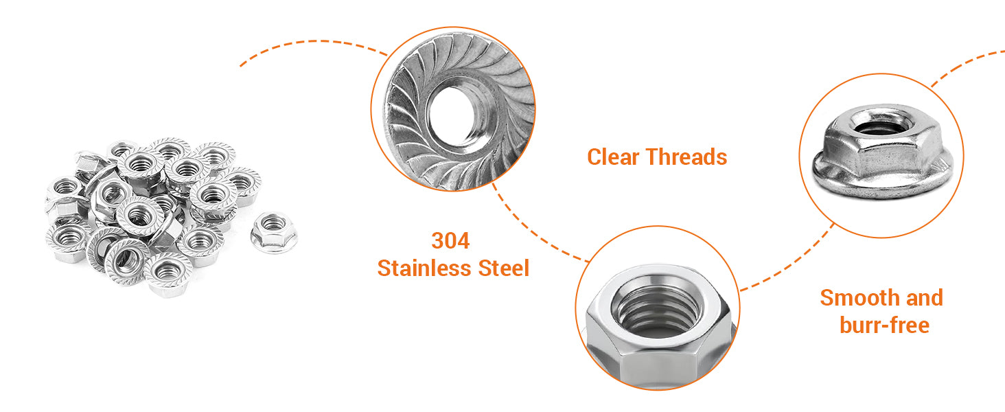 A2 Stainless Steel Serrated Flange Nuts – Self-Locking Metric Hex Nuts M3 to M16