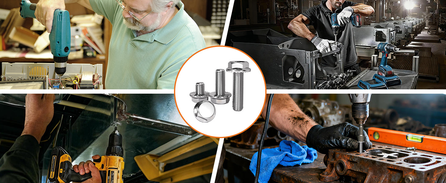 A2 Stainless Steel Flanged Hexagon Head Bolts – Flange Hex Screws M5 to M10 | Fully Threaded