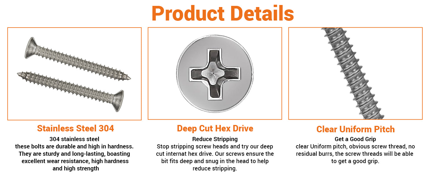 A2 Stainless Steel Pozi Countersunk Chipboard Screws – Wood Screws 3mm to 6mm | DIN7505A
