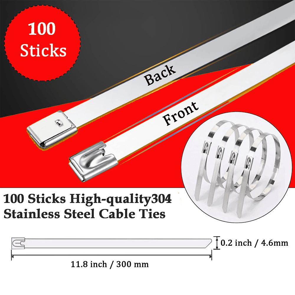 100 PCS Metal Cable Zip Ties Stainless Steel Heavy Duty Self - Locking Cable Ties - HomeDIYer