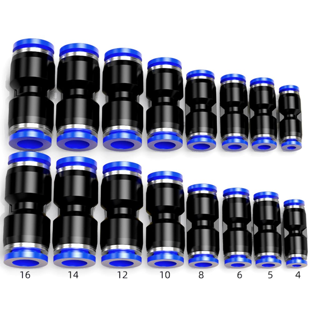 Pneumatic Straight Connectors Push To Connect Fitting Air Water Pipe 1/6" - 5/8" - HomeDIYer