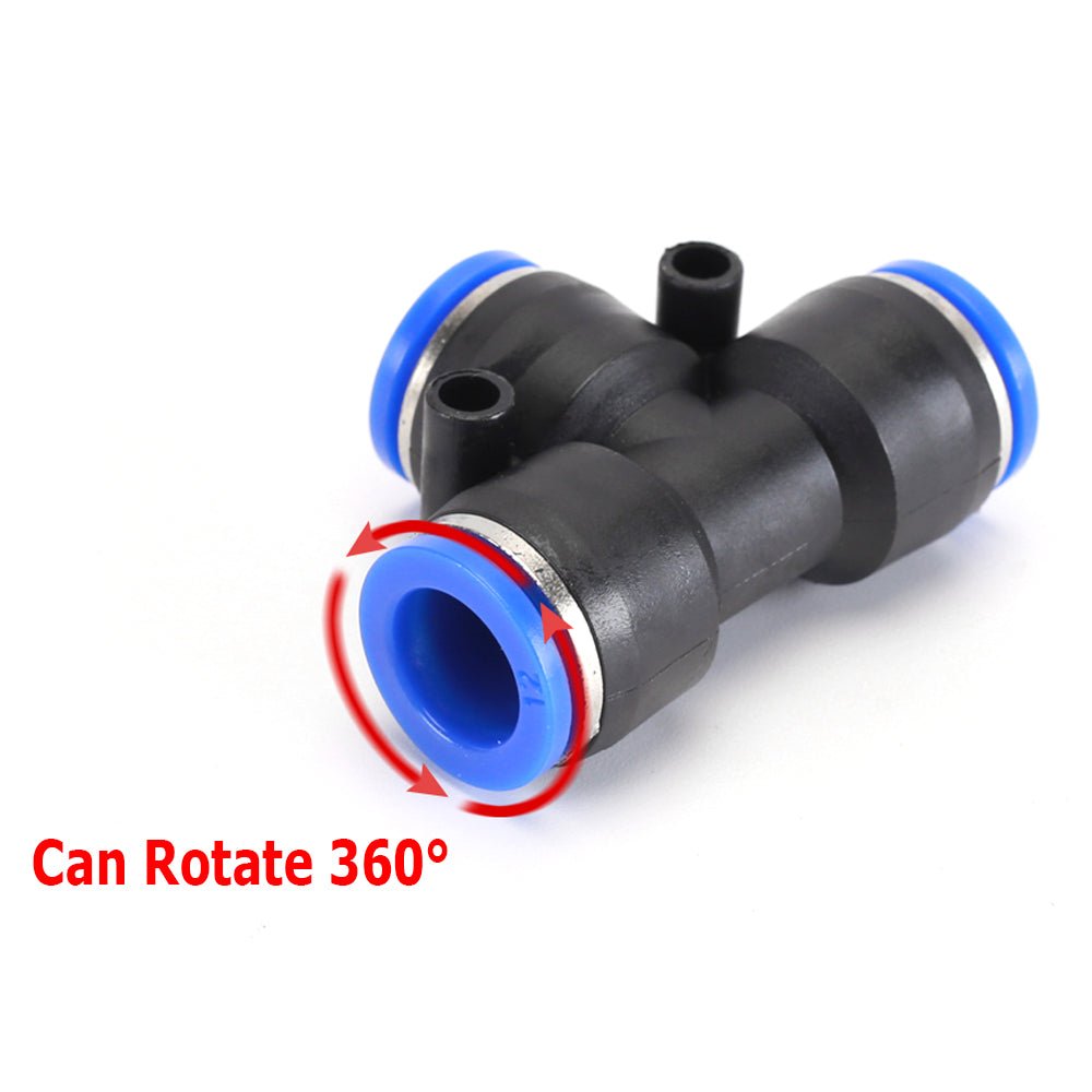 Pneumatic Push In Fitting - T Shape 3 Way Connector 1/6" - 5/8" For Air Water Pipe - HomeDIYer