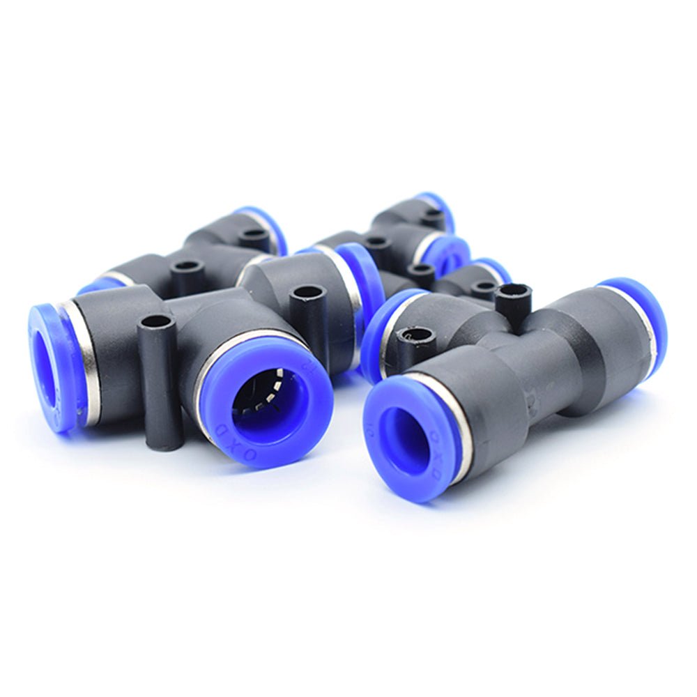 Pneumatic Push In Fitting - T Shape 3 Way Connector 1/6" - 5/8" For Air Water Pipe - HomeDIYer