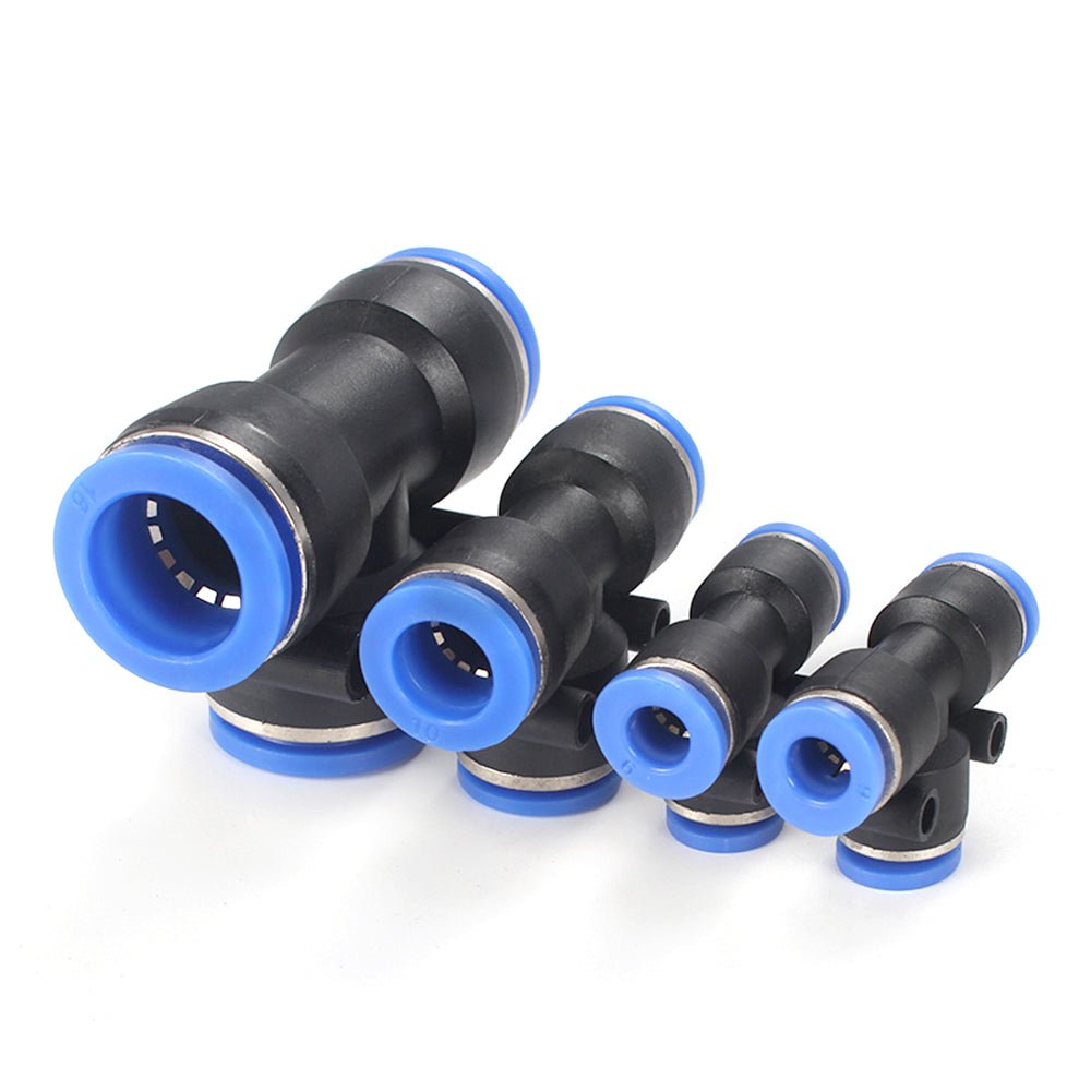 Pneumatic Push In Fitting - T Shape 3 Way Connector 1/6" - 5/8" For Air Water Pipe - HomeDIYer