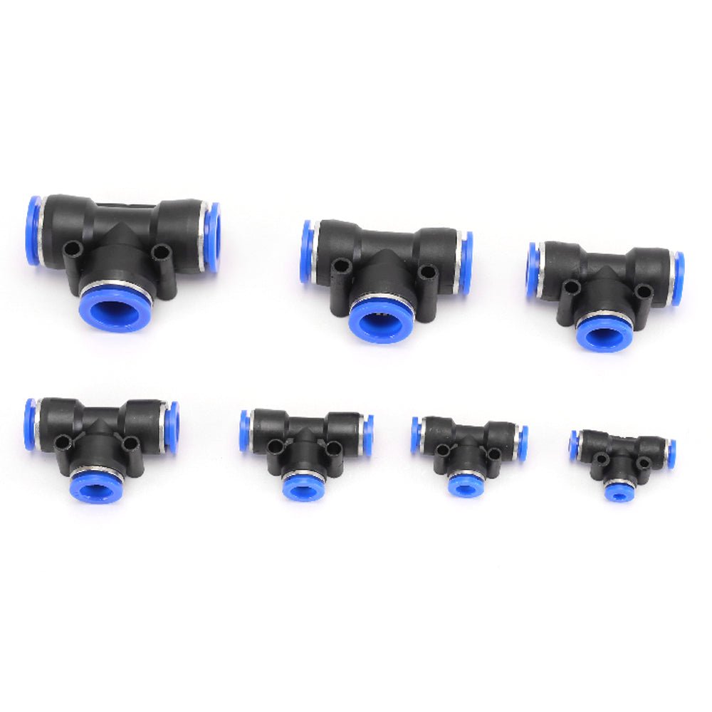 Pneumatic Push In Fitting - T Shape 3 Way Connector 1/6" - 5/8" For Air Water Pipe - HomeDIYer