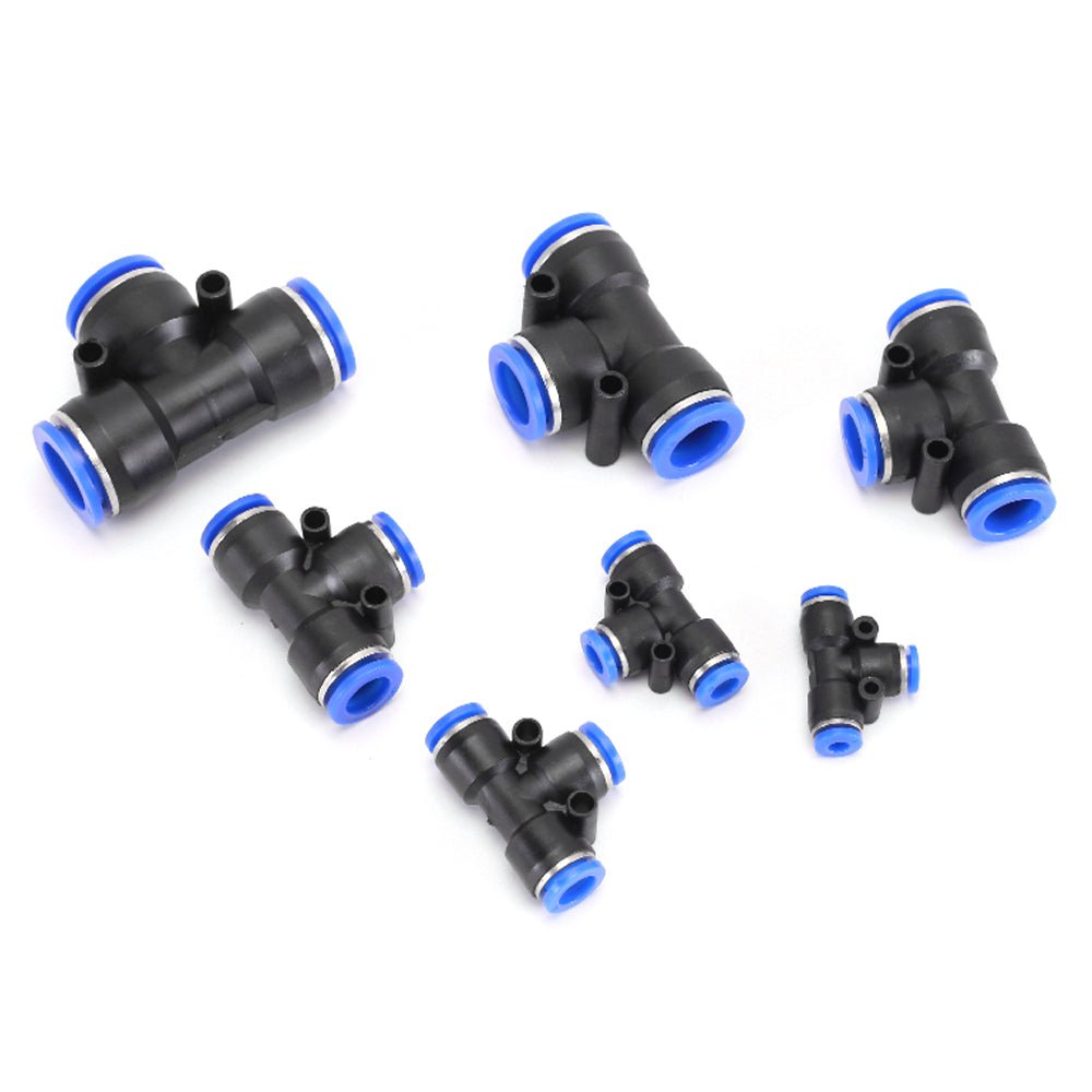 Pneumatic Push In Fitting - T Shape 3 Way Connector 1/6" - 5/8" For Air Water Pipe - HomeDIYer
