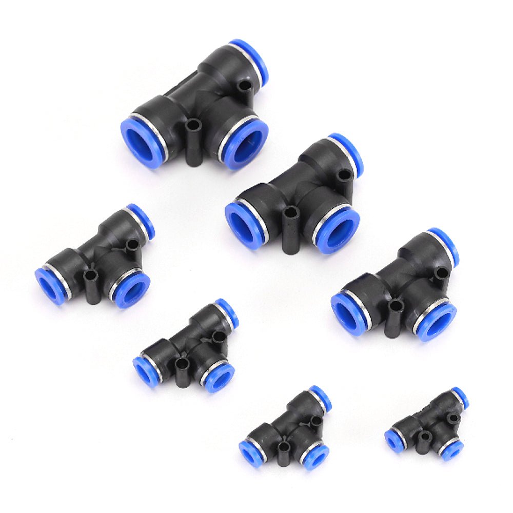 Pneumatic Push In Fitting - T Shape 3 Way Connector 1/6" - 5/8" For Air Water Pipe - HomeDIYer