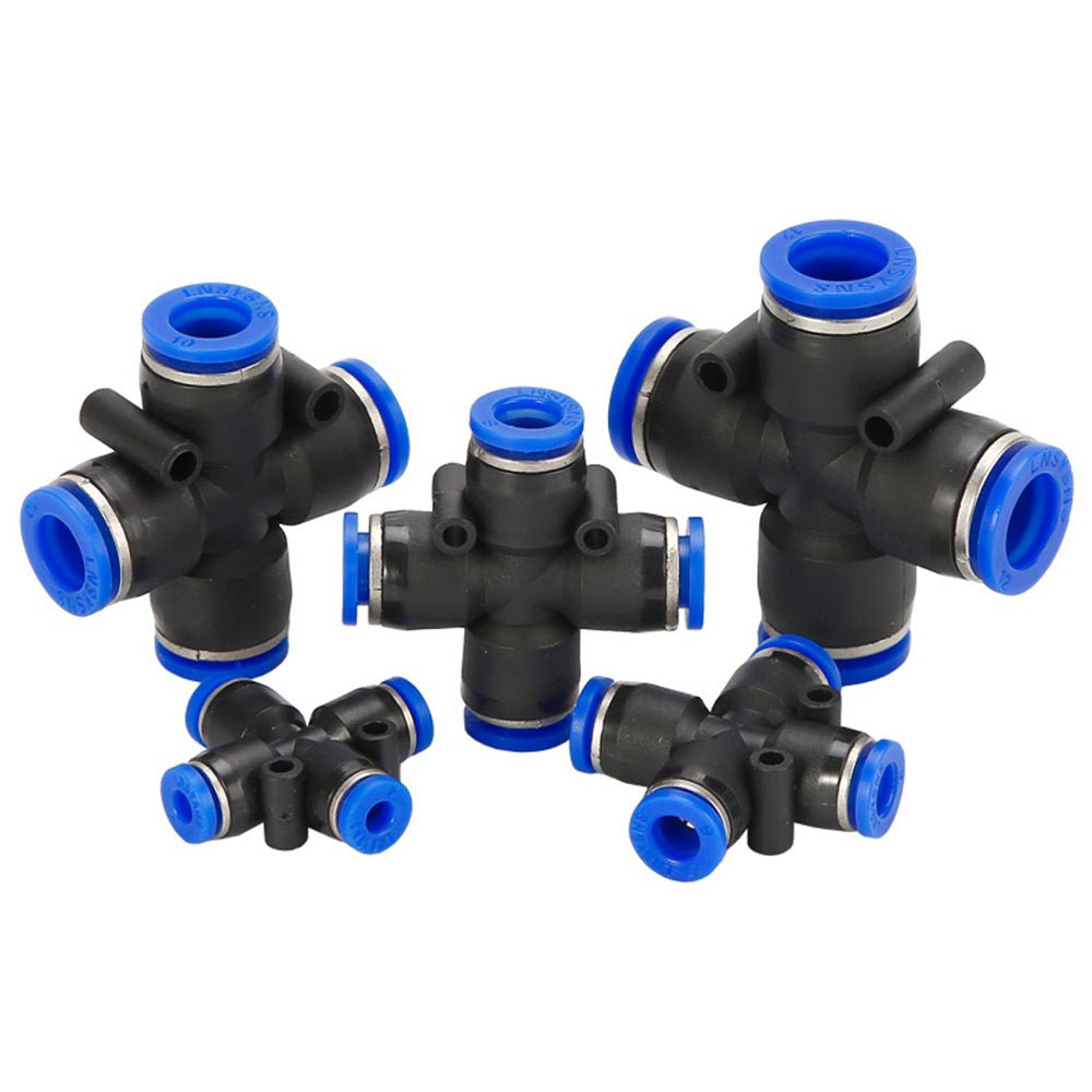 Pneumatic Push In Fitting Air Water Pipe - Equal 4 Way Connector 4 - 6 - 8 - 10 - 12mm - HomeDIYer