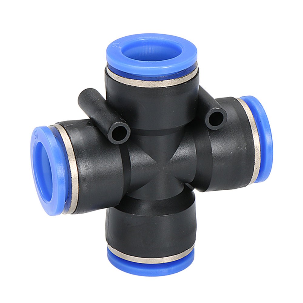 Pneumatic Push In Fitting Air Water Pipe - Equal 4 Way Connector 4 - 6 - 8 - 10 - 12mm - HomeDIYer