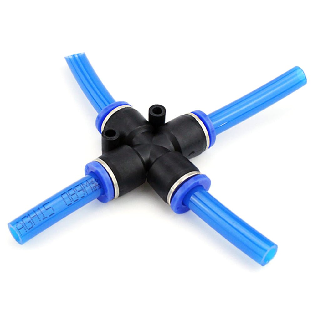 Pneumatic Push In Fitting Air Water Pipe - Equal 4 Way Connector 4 - 6 - 8 - 10 - 12mm - HomeDIYer