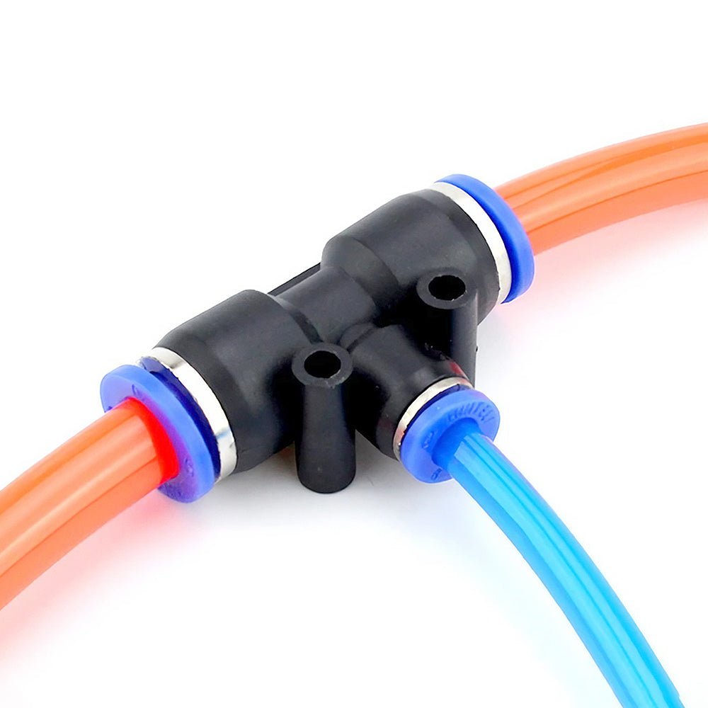 Pneumatic Push - In Fitting Air Water Hose Joiner 'T' 3 Way Connector - Reducer - HomeDIYer