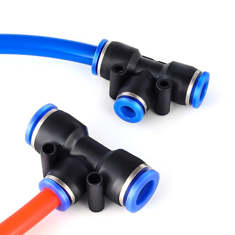 Pneumatic Push - In Fitting Air Water Hose Joiner 'T' 3 Way Connector - Reducer - HomeDIYer