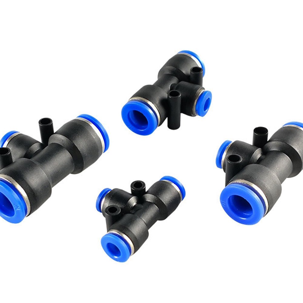 Pneumatic Push - In Fitting Air Water Hose Joiner 'T' 3 Way Connector - Reducer - HomeDIYer