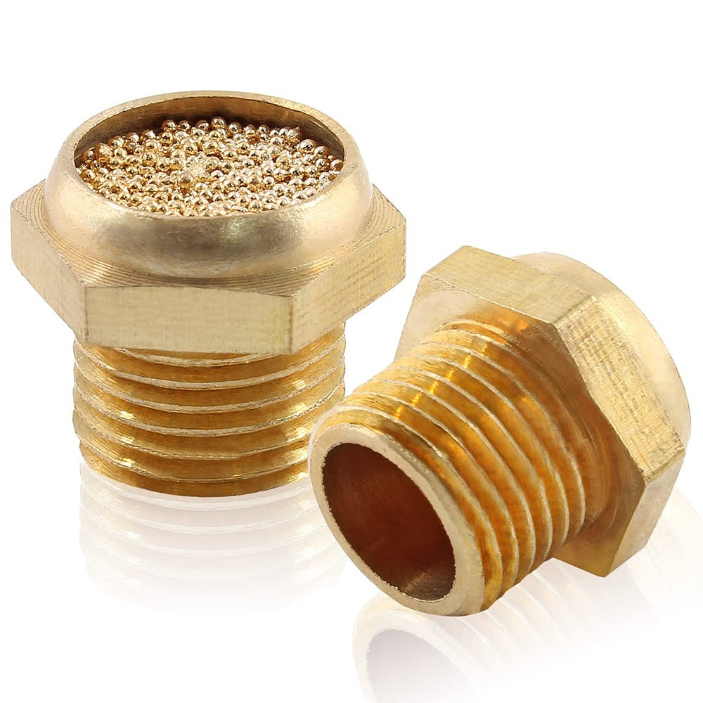 M5 1/8" - 1/4" BSP Sintered Bronze Pneumatic Air Silencer Thread Copper Muffler - HomeDIYer