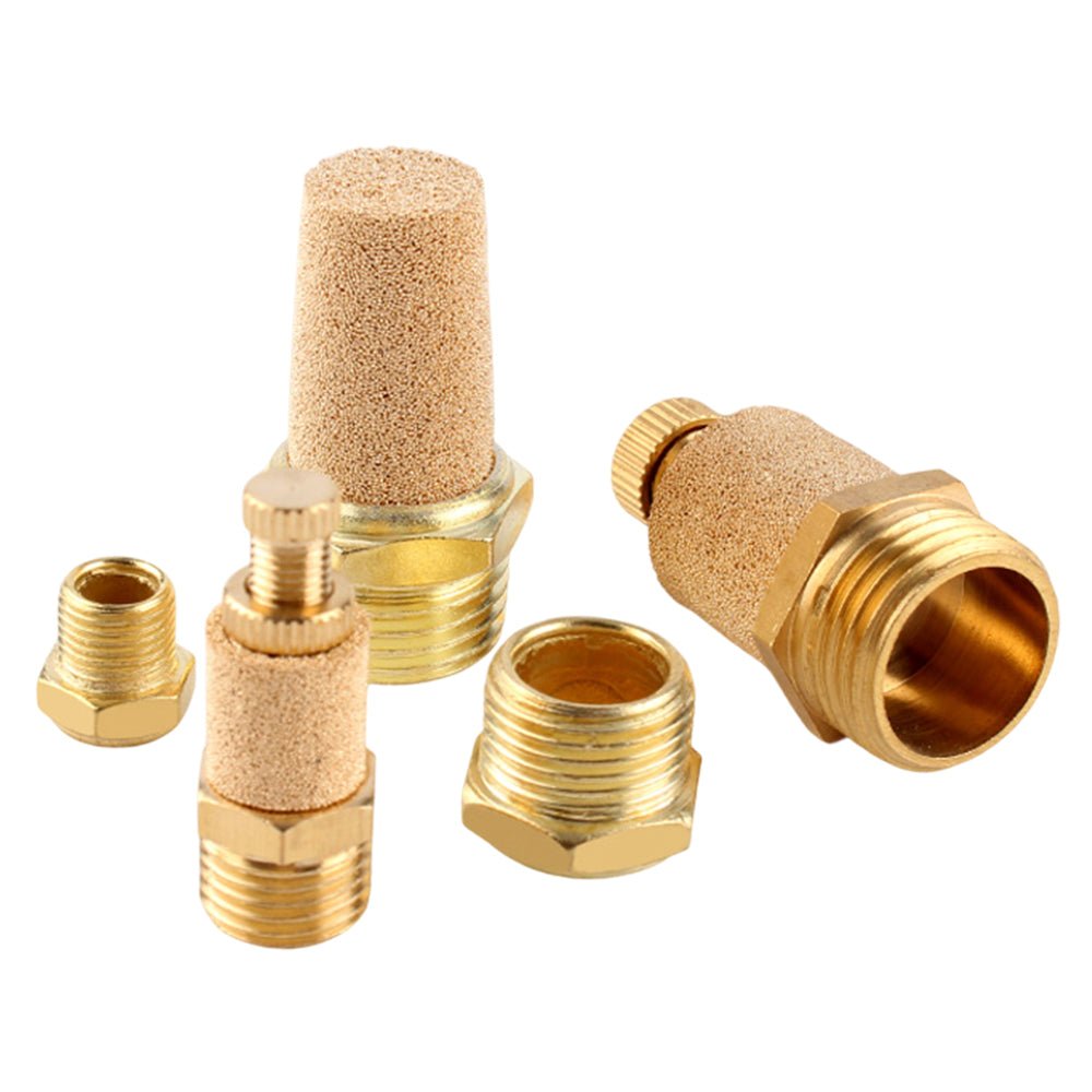 M5 1/8" - 1/4" BSP Sintered Bronze Pneumatic Air Silencer Thread Copper Muffler - HomeDIYer