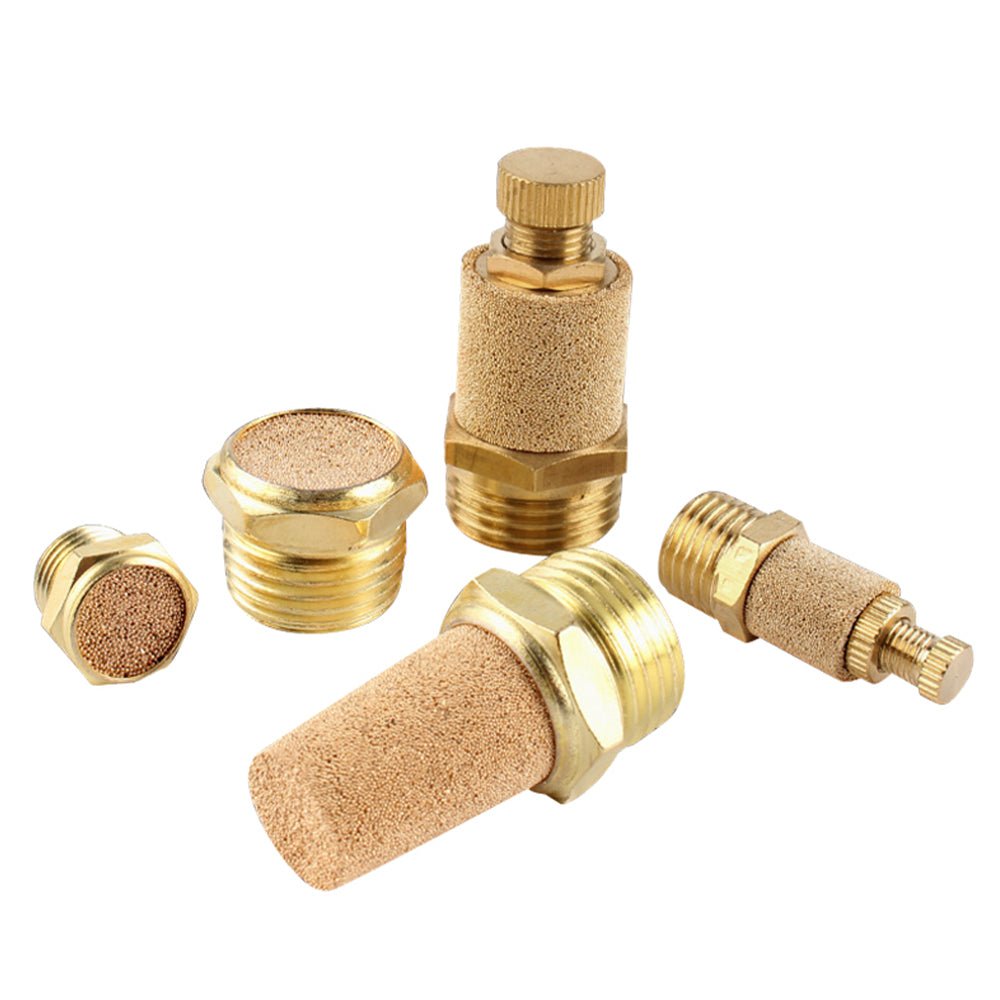 M5 1/8" - 1/4" BSP Sintered Bronze Pneumatic Air Silencer Thread Copper Muffler - HomeDIYer