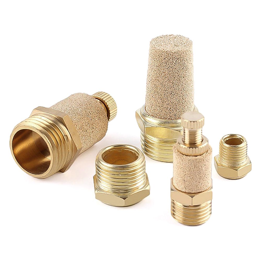 M5 1/8" - 1/4" BSP Sintered Bronze Pneumatic Air Silencer Thread Copper Muffler - HomeDIYer