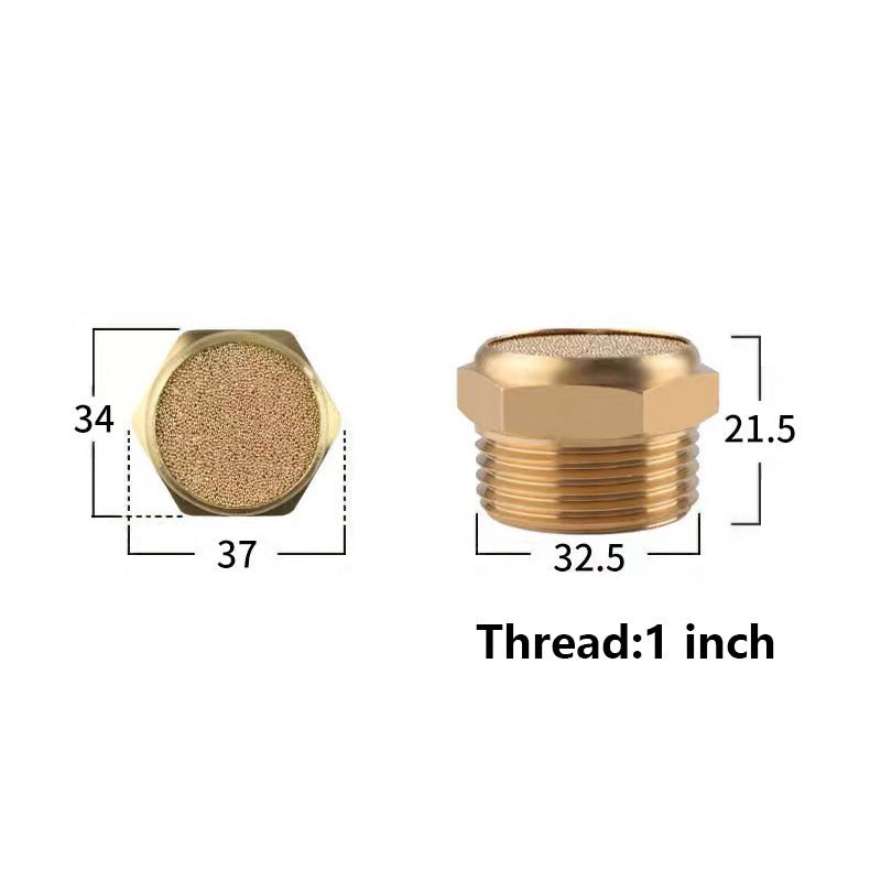 M5 1/8" - 1/4" BSP Sintered Bronze Pneumatic Air Silencer Thread Copper Muffler - HomeDIYer
