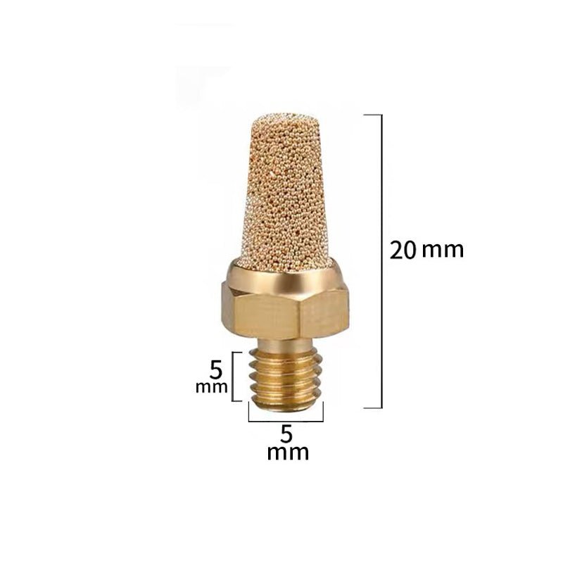 M5 1/8" - 1/4" BSP Sintered Bronze Pneumatic Air Silencer Thread Copper Muffler - HomeDIYer