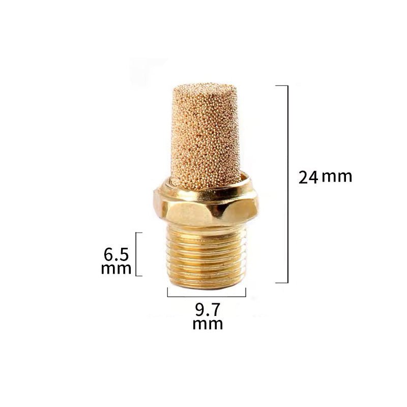 M5 1/8" - 1/4" BSP Sintered Bronze Pneumatic Air Silencer Thread Copper Muffler - HomeDIYer