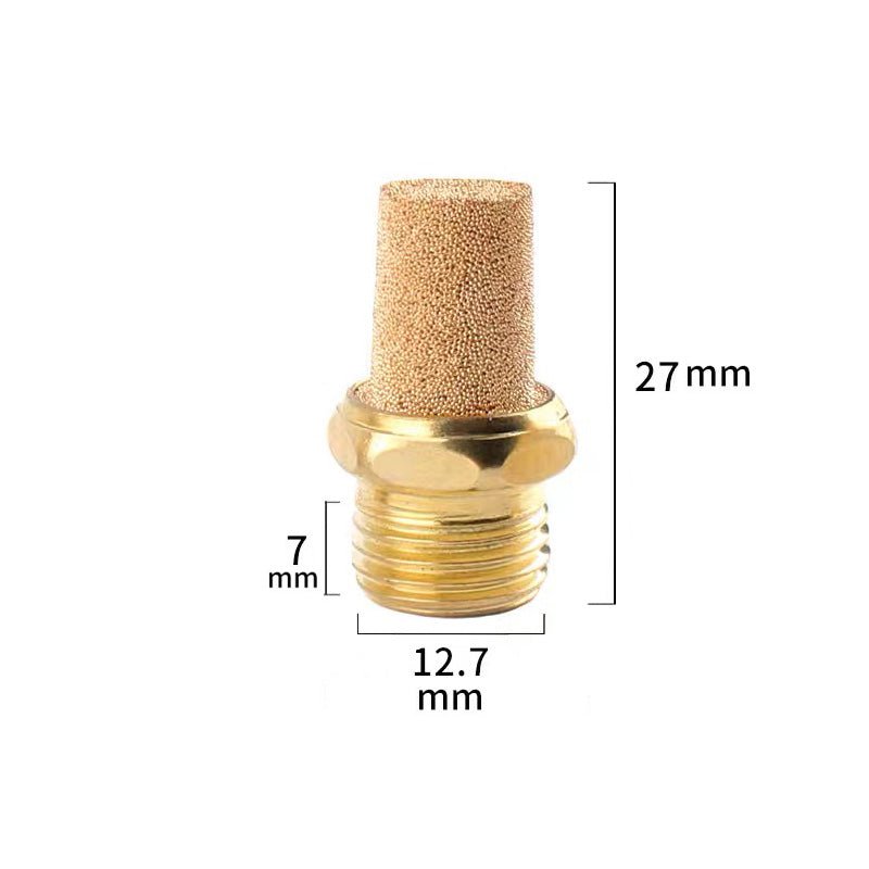 M5 1/8" - 1/4" BSP Sintered Bronze Pneumatic Air Silencer Thread Copper Muffler - HomeDIYer