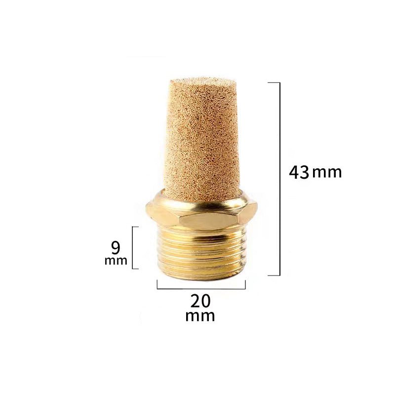 M5 1/8" - 1/4" BSP Sintered Bronze Pneumatic Air Silencer Thread Copper Muffler - HomeDIYer