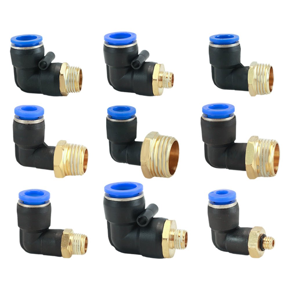 Pneumatic Push In Fitting 1/8" - 3/4" Male Elbow Connector for Air Water Hose Tube - HomeDIYer