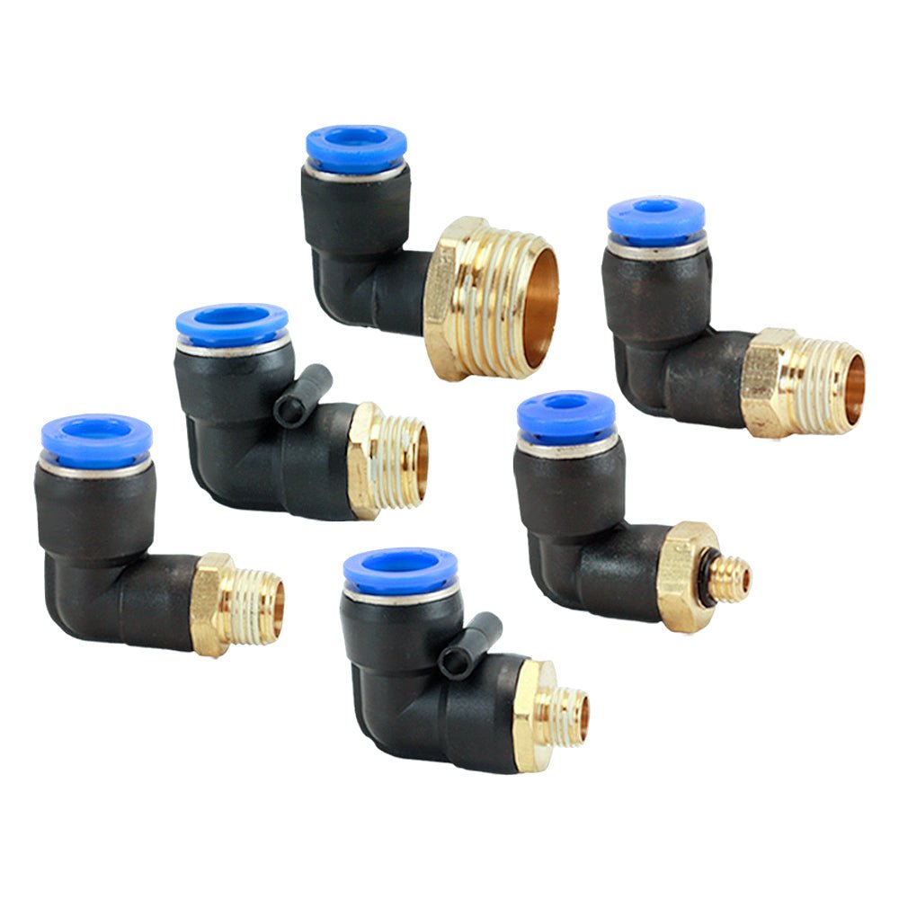 Pneumatic Push In Fitting 1/8" - 3/4" Male Elbow Connector for Air Water Hose Tube - HomeDIYer