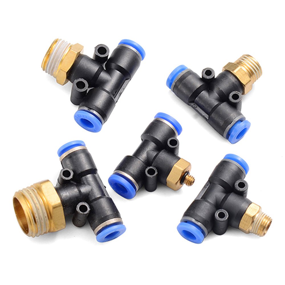 4 - 16mm Pneumatic Push In Fitting Tee T piece 3 Way Connector For Air Water Pipe - HomeDIYer