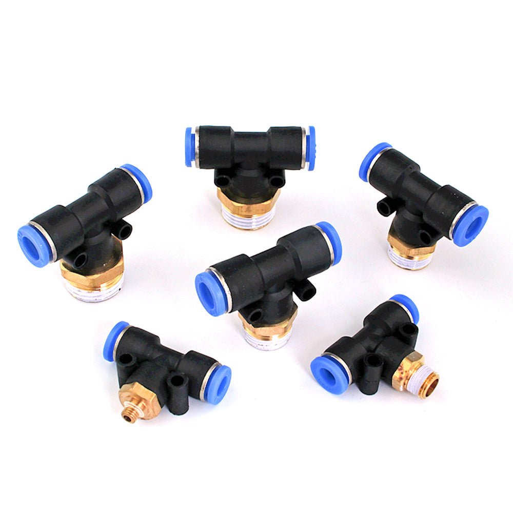 4 - 16mm Pneumatic Push In Fitting Tee T piece 3 Way Connector For Air Water Pipe - HomeDIYer