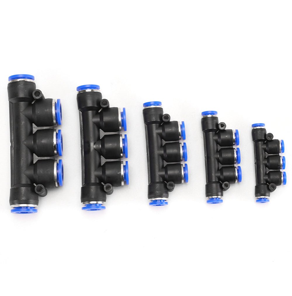 Pneumatic Fittings 5 WAY push - fit hose inline air - line connector 4,6,8,10,12mm - HomeDIYer