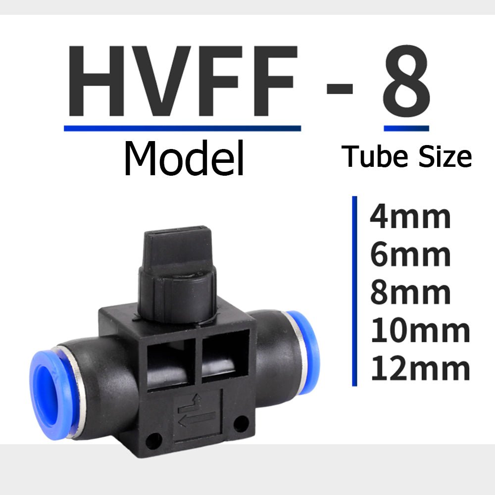 HVFF Pneumatic Control BALL VALVE Hose Tube Inline Push Fit Connector Air Line - HomeDIYer