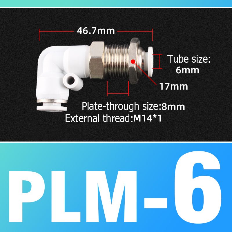 Pneumatic Push Fit Equal Connectors Bulkhead Elbow Speed Join Adaper L - Type - HomeDIYer