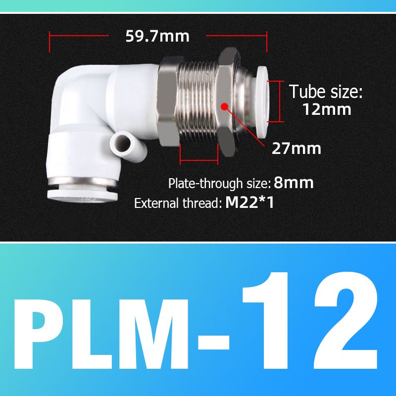 Pneumatic Push Fit Equal Connectors Bulkhead Elbow Speed Join Adaper L - Type - HomeDIYer