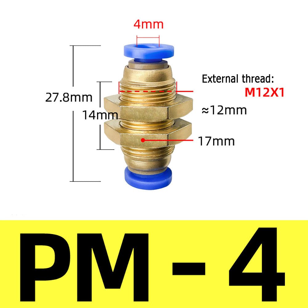 4 6 8 10 12mm Bulkhead Connector Pneumatic Air Push In Fitting For Hose Tube - HomeDIYer