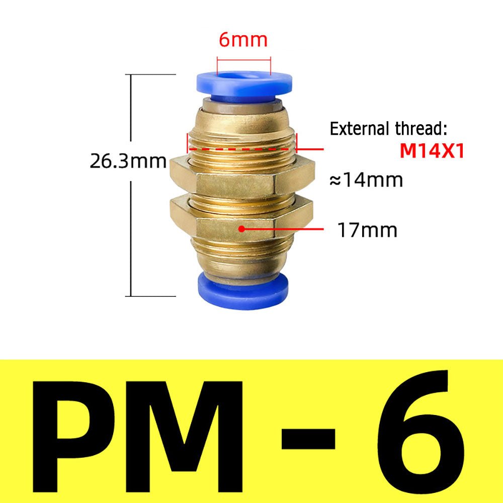 4 6 8 10 12mm Bulkhead Connector Pneumatic Air Push In Fitting For Hose Tube - HomeDIYer