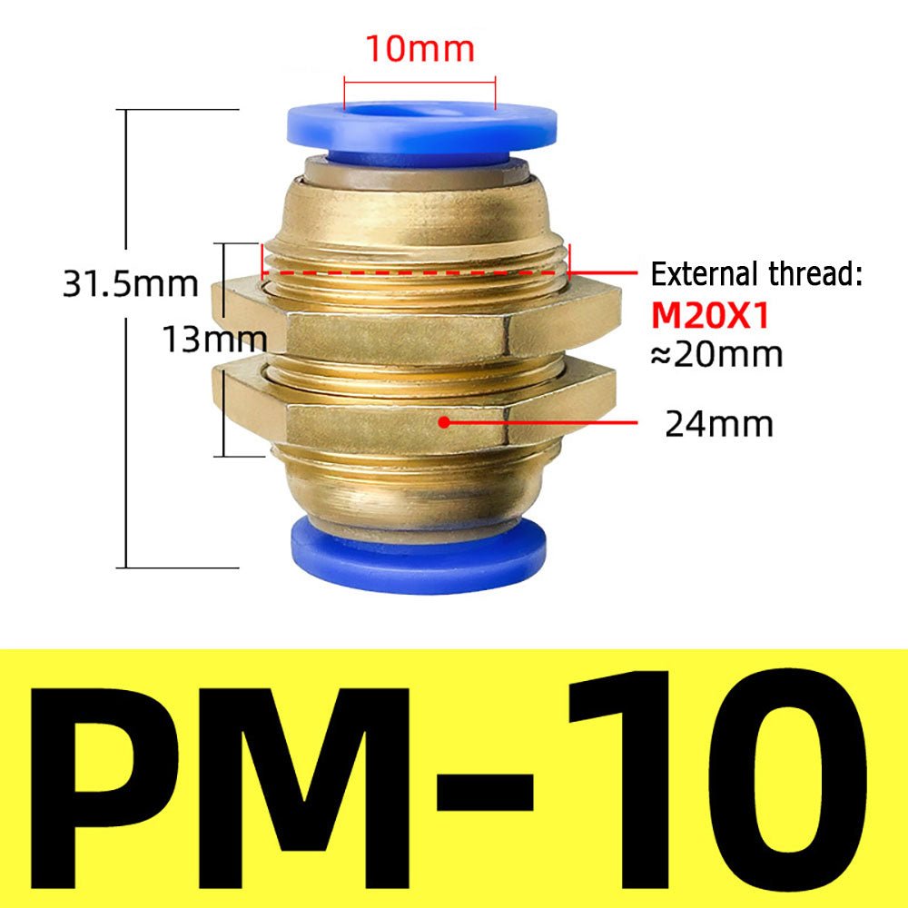 4 6 8 10 12mm Bulkhead Connector Pneumatic Air Push In Fitting For Hose Tube - HomeDIYer